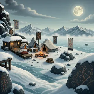 quiet camp at moonlit night