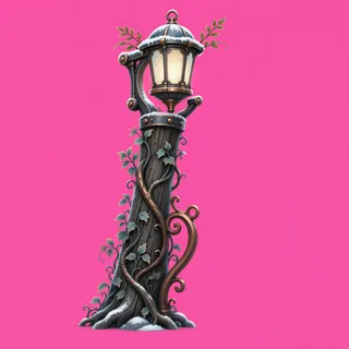 overgrown lantern post