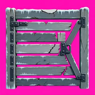 fence gate closed, damaged
