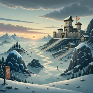 distant stronghold at daybreak