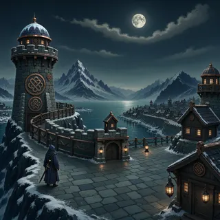 border overlook at moonlit night