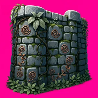 overgrown stone wall section