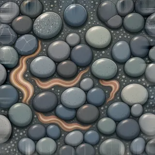 weathered river pebbles