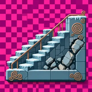 stairs upward, damaged