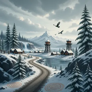 winding wilderness path at stormy midday