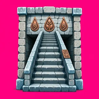 stairs downward, weathered