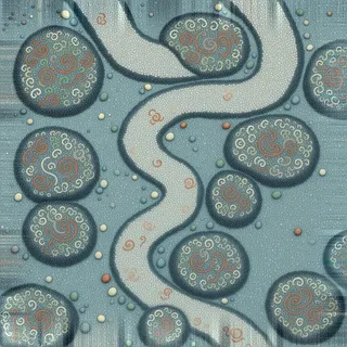 lichen-speckled fine gravel path