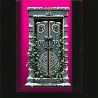 door closed, overgrown