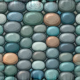 damp river pebbles