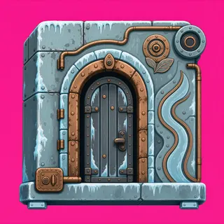 door locked, weathered
