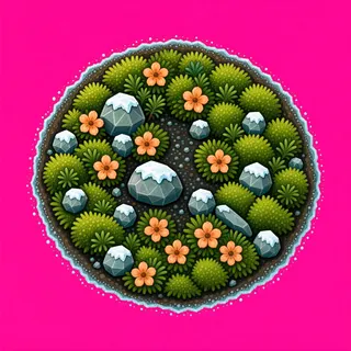 small moss patch, clustered arrangement