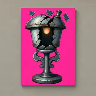 damaged lantern post