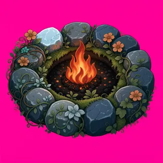 overgrown campfire ring