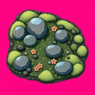 small moss patch, irregular arrangement