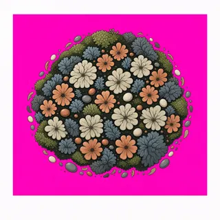 lichen patch, irregular arrangement