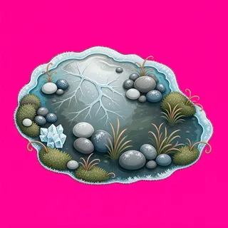 shallow puddle, clustered arrangement