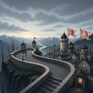 border overlook at overcast twilight