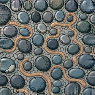 damaged river pebbles