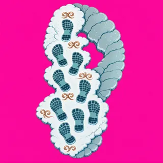 footprints, irregular arrangement