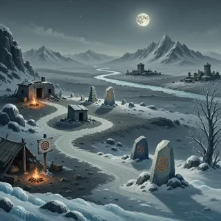 winding wilderness path at moonlit night