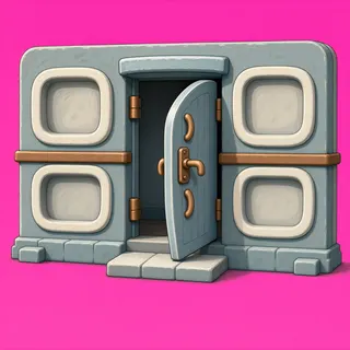 door open, intact