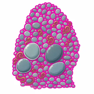 spilled pebbles, elongated arrangement