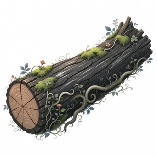 overgrown fallen log