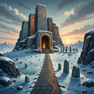 ancient landmark at dusk
