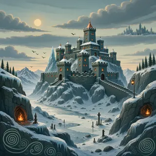 distant stronghold at dusk