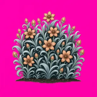 small weeds, clustered arrangement