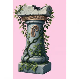 overgrown broken pillar