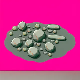 spilled pebbles, irregular arrangement