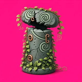 overgrown broken pillar
