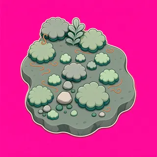 small moss patch, clustered arrangement