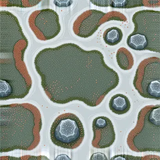 lichen-speckled low bank moss