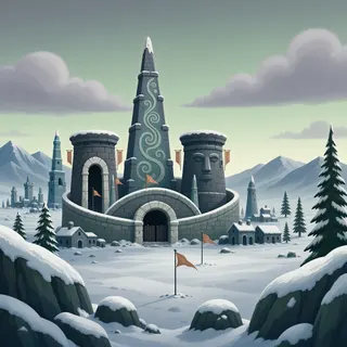ancient landmark at overcast twilight