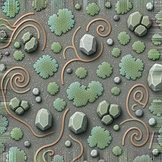 lichen-speckled packed dirt path