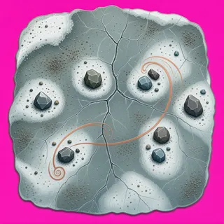scattered grit, dense arrangement