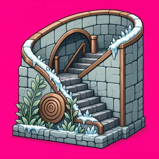 stairs upward, overgrown