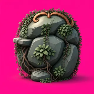 overgrown large boulder