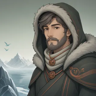 original adult merchant, calm expression