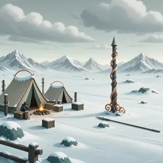 quiet camp at stormy midday