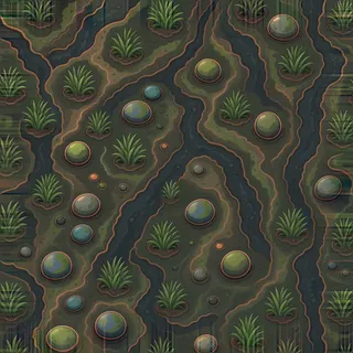 overgrown wet mud