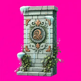 wall isolated pillar, overgrown
