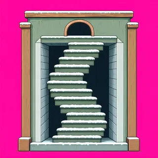 stairs downward, weathered