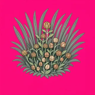 small weeds, clustered arrangement