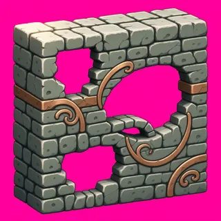 damaged stone wall section