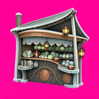 frosted market stall