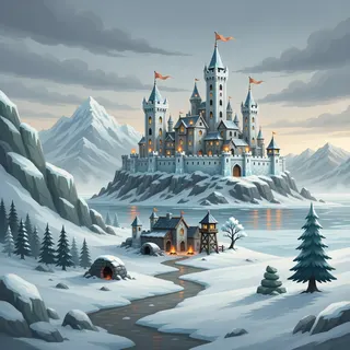 distant stronghold at overcast twilight