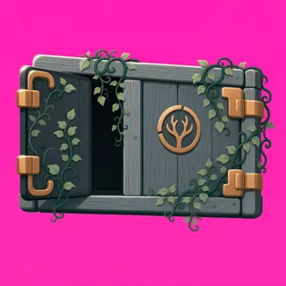 overgrown wooden crate